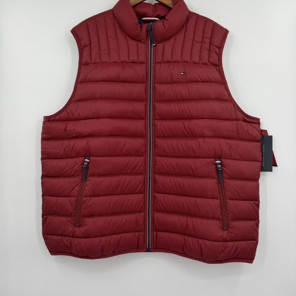 Tommy Hilfiger Mens XXL Red Puffer Vest NWT Warm Like Down Lightweight
